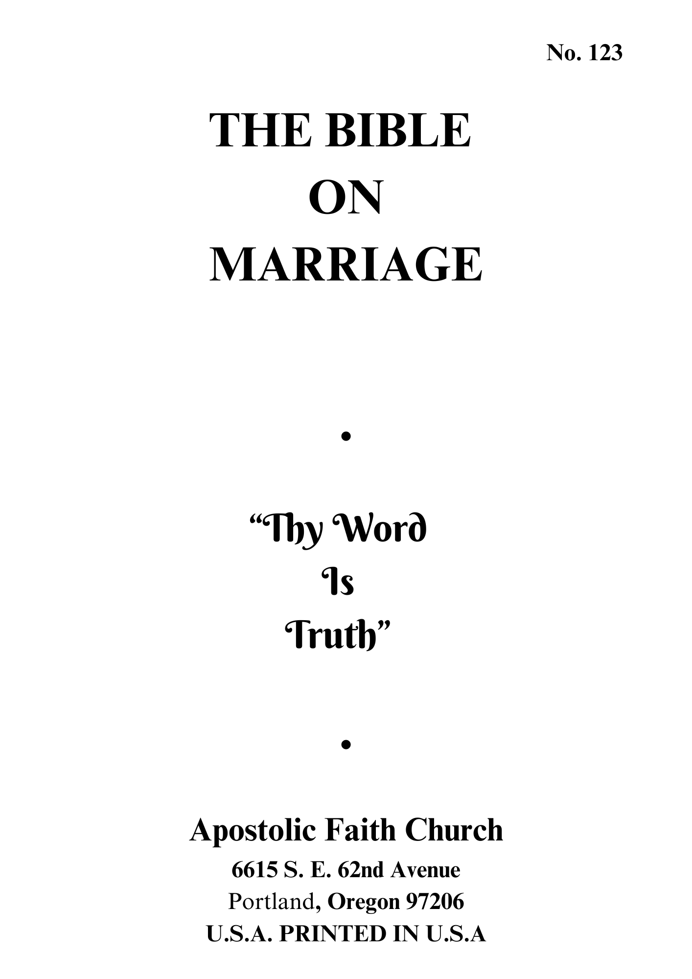 The Bible on Marriage
